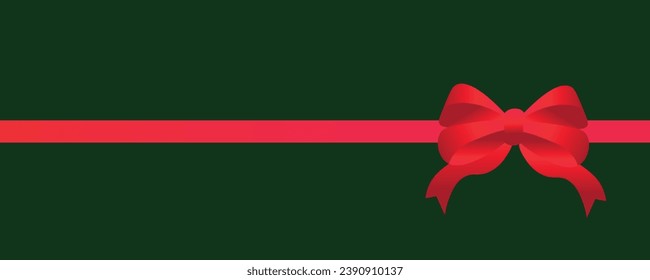 Red ribbon with bow on green background