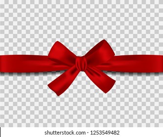 Red ribbon and bow on transparent background Vector
