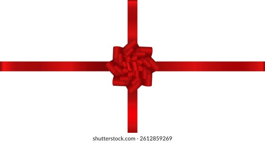 Red Ribbon and Bow on White Background