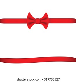 red ribbon and bow on a white background for decoration, packaging