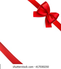 Red ribbon with bow on a white background. Vector illustration ready for your desing. It can be used to decorate the holidays, events, gifts, promotional, advertising, etc.