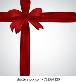 Red ribbon with bow on a white background. Vector illustration.  
