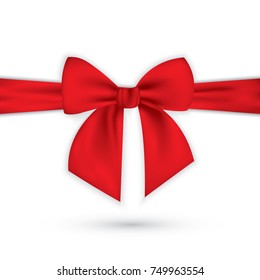 Red ribbon with bow on a white background. Vector illustration.  

