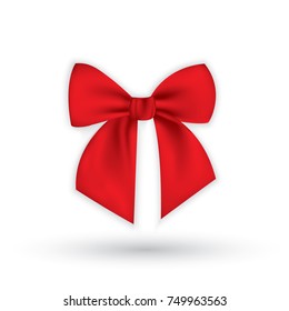 Red ribbon with bow on a white background. Vector illustration.  

