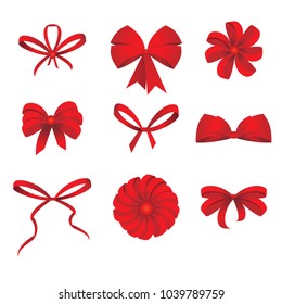 red ribbon bow set