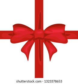 Red ribbon with bow. Tape decor for present design vector
