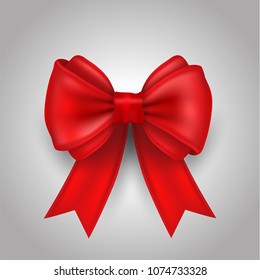 Red ribbon with bow. Vector illustration for love and holiday background
