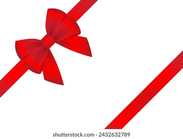 Red Ribbon Bow. Vector Illustration Isolated on White Background. 