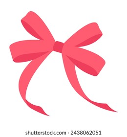Red ribbon bow. Vector illustration