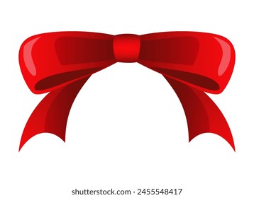 Red ribbon bow. Vector illustration.