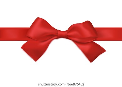Red ribbon with bow. Vector illustration