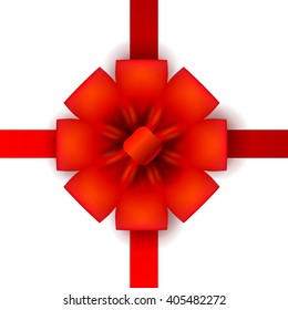 Red ribbon with bow vector illustration 