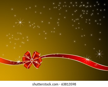 Red ribbon and bow - vector illustration