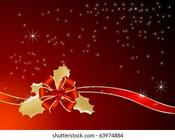 Red ribbon and bow - vector illustration