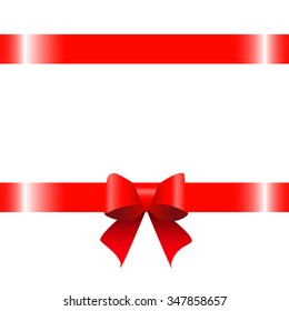 Red ribbon red bow white background