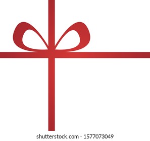 Red ribbon with bow for wrapping gift paper envelopes and more, isolated on white background.