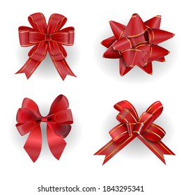 red ribbon and bow for wrapping present vector