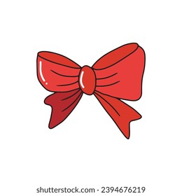 red ribbon christmas isolated on white background