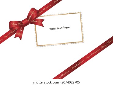 Red ribbon  Christmas  message card  gift  illustration