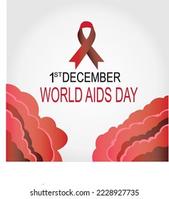 diseño de ilustraciones vectoriales de cinta roja y nube roja, diseño simple para conmemorar el Día Mundial de la Ayuda