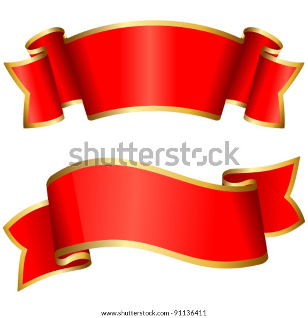 Red Ribbon Collection Stock Vector (Royalty Free) 91136411