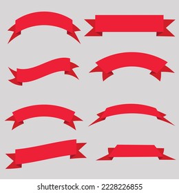 Red ribbon collection, Ribbon banner set Vector Design.