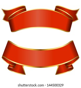 Red ribbon collection isolated on white