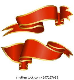 Red ribbon collection isolated on white background