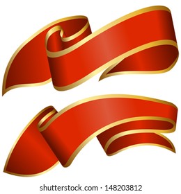 Red ribbon collection isolated on white background