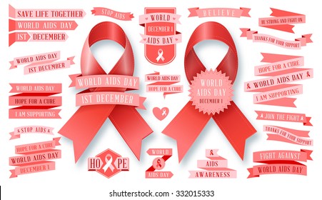 Red ribbon collection for world AIDS day.