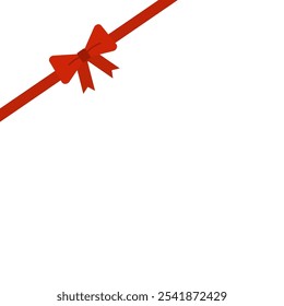 Rotes Band Ecke Rahmen. Feiertage, Geschenk, Geburtstag, Jubiläum, Förderkonzepte. Flaches dekoratives Vektordesign, einzelne Illustration.