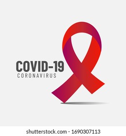 Red ribbon coronavirus for support people infection