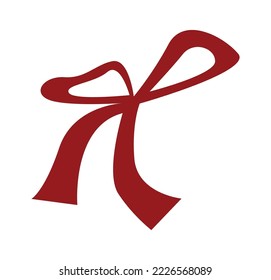 Red ribbon for decor sweets flat icon