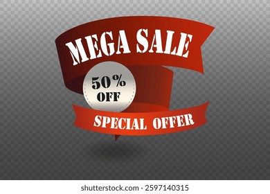 Red ribbon discount, sale, black friday.