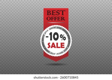 Red ribbon discount, sale, black friday.
