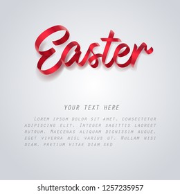 Red ribbon of Easter calligraphy hand lettering, vector art and illustration.