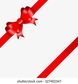 red ribbon and elegant bow in corner of the image
