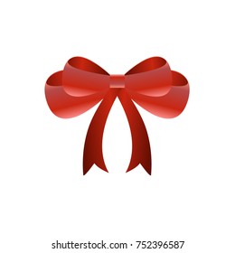 red ribbon with elegant bow on white background