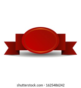 red ribbon or emblem on white background.