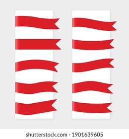 red ribbon flags set of ten