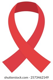 Red ribbon flat icon vector isolated on white background.