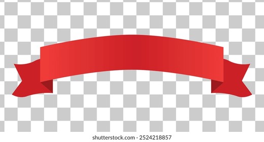 Red ribbon. Flat ribbon isolated on transparent background.Vector illustration