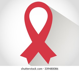 Red ribbon in flat style. World AIDS Day.