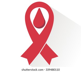 Red ribbon in flat style. World AIDS Day.