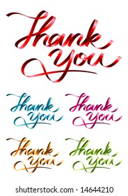 Red ribbon form the word "Thank You" with 4 more color option.