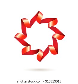 Red Ribbon Frame. Vector illustration.