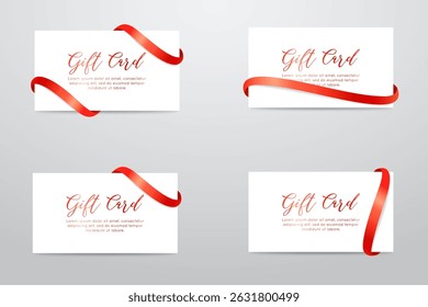 Red Ribbon Gift Card Bundle – Elegant Voucher Layouts in Minimal Style