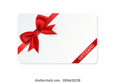 Red Ribbon gift card decoration on white background