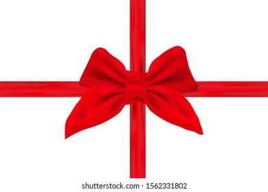 Red Ribbon gift isolated on background. Vector illustration realistic design.