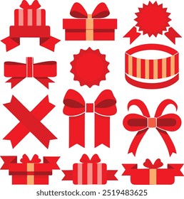 Conjunto de regalo de cinta roja arte de Ilustración vectorial